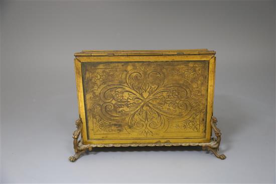 A Sevres style ormolu mounted stationery casket, late 19th century, W. 29.5cm